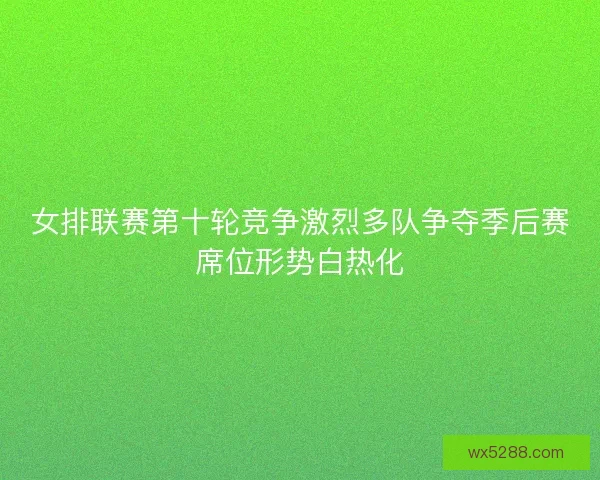 女排联赛第十轮竞争激烈多队争夺季后赛席位形势白热化
