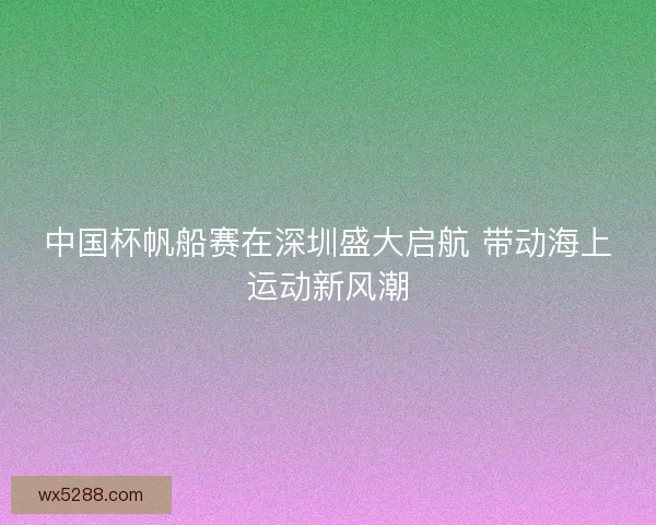 中国杯帆船赛在深圳盛大启航 带动海上运动新风潮 中国杯帆船赛在深圳盛大启航 带动海上运动新风潮