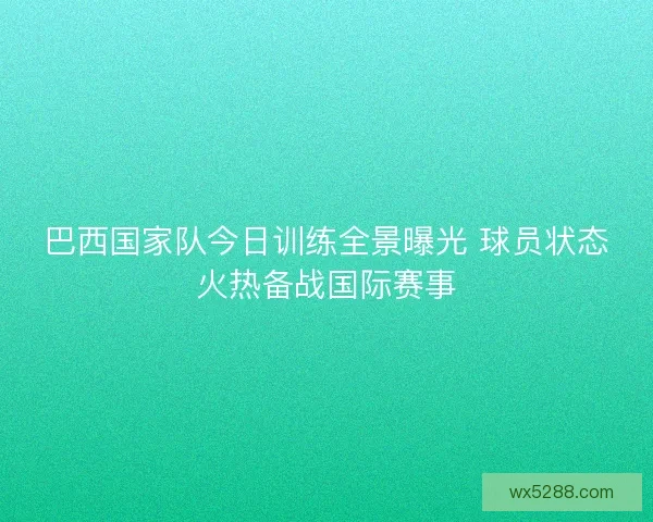 巴西国家队今日训练全景曝光 球员状态火热备战国际赛事