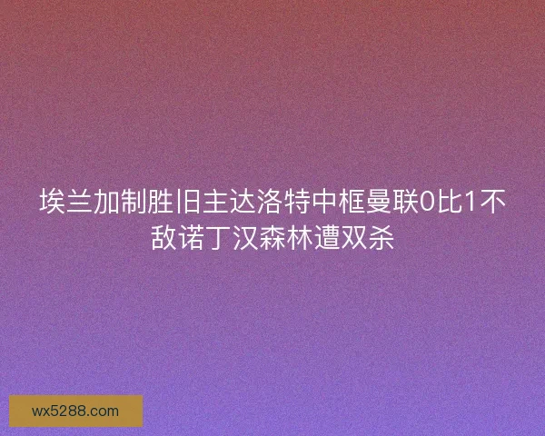 埃兰加制胜旧主达洛特中框曼联0比1不敌诺丁汉森林遭双杀 埃兰加制胜旧主达洛特中框曼联0比1不敌诺丁汉森林遭双杀