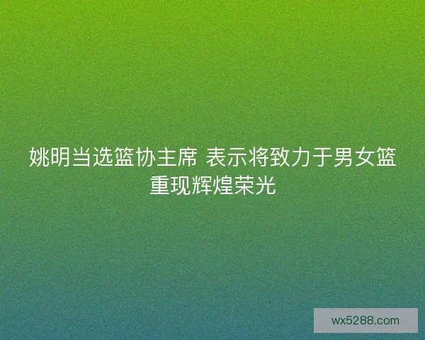 姚明当选篮协主席 表示将致力于男女篮重现辉煌荣光