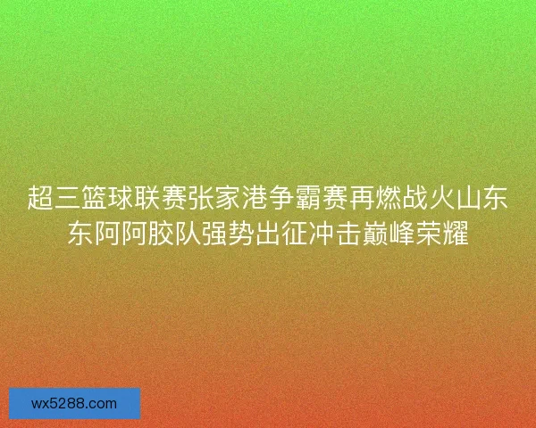 超三篮球联赛张家港争霸赛再燃战火山东东阿阿胶队强势出征冲击巅峰荣耀